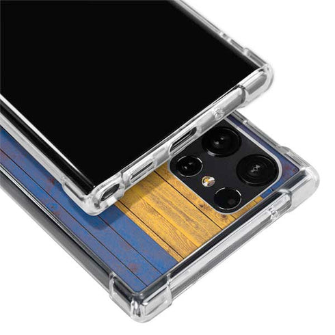 Barbados Flag Dark Wood Galaxy S24 Ultra Clear Case